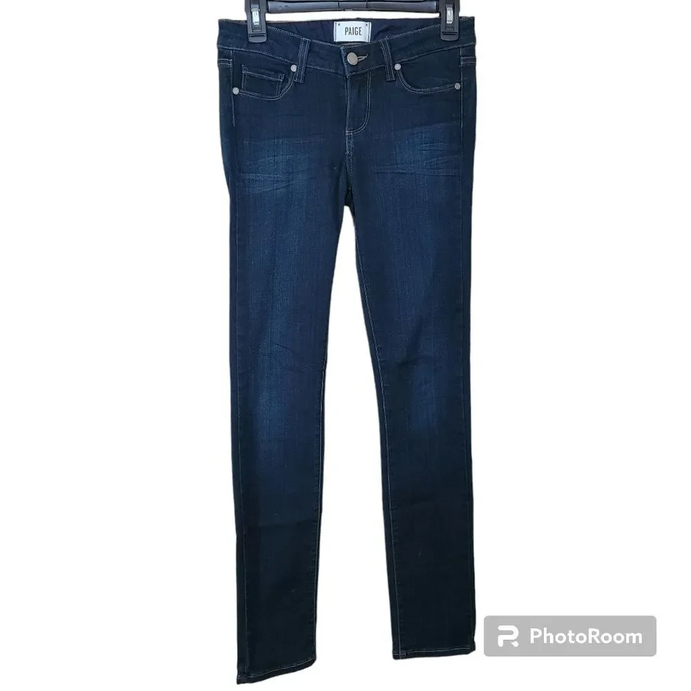 PAIGE Size 26 Skyline Mona Dark Blue Mid-Rise Skinny Jeans Sculpting Bottom Lift